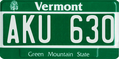 VT license plate AKU630