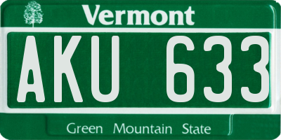 VT license plate AKU633