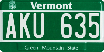 VT license plate AKU635