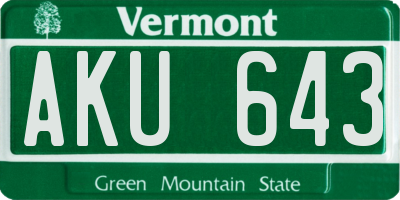 VT license plate AKU643