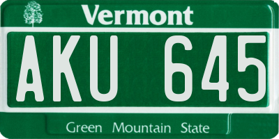 VT license plate AKU645
