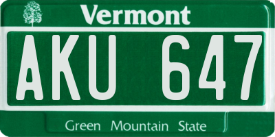 VT license plate AKU647