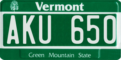 VT license plate AKU650