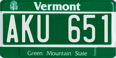 VT license plate AKU651