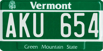 VT license plate AKU654