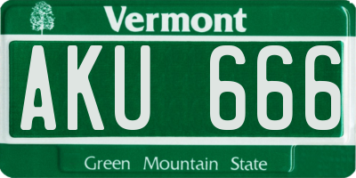 VT license plate AKU666