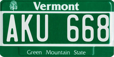 VT license plate AKU668