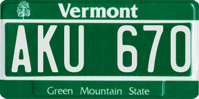 VT license plate AKU670