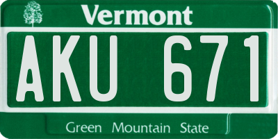 VT license plate AKU671