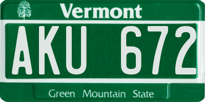 VT license plate AKU672