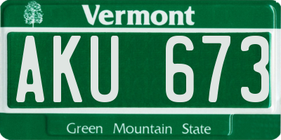 VT license plate AKU673