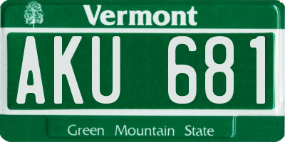 VT license plate AKU681