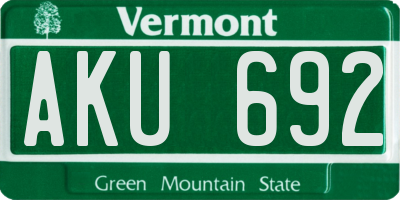 VT license plate AKU692