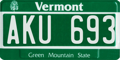 VT license plate AKU693