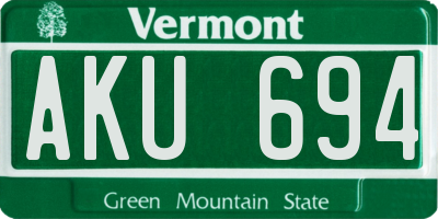 VT license plate AKU694