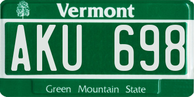 VT license plate AKU698