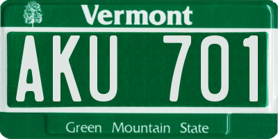 VT license plate AKU701