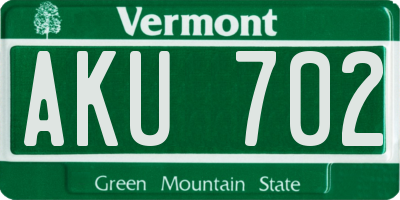 VT license plate AKU702