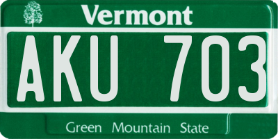 VT license plate AKU703