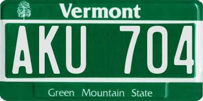 VT license plate AKU704