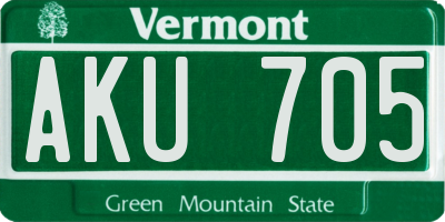 VT license plate AKU705