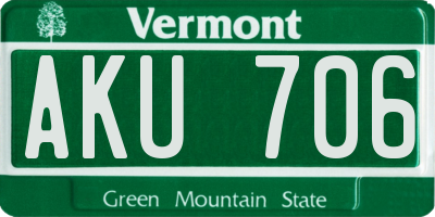VT license plate AKU706