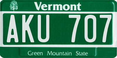 VT license plate AKU707