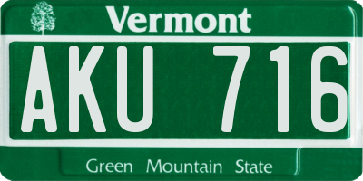 VT license plate AKU716