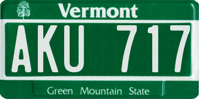 VT license plate AKU717