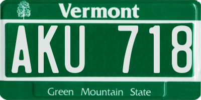 VT license plate AKU718