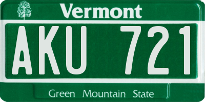 VT license plate AKU721