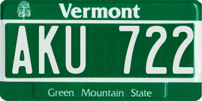 VT license plate AKU722