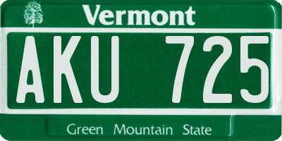 VT license plate AKU725