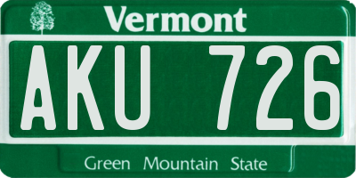VT license plate AKU726