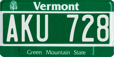 VT license plate AKU728