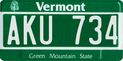 VT license plate AKU734