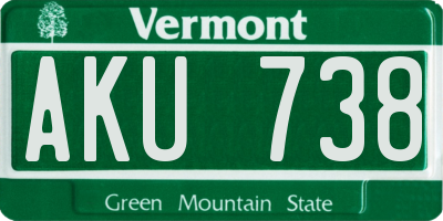 VT license plate AKU738