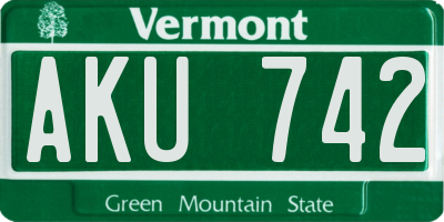 VT license plate AKU742