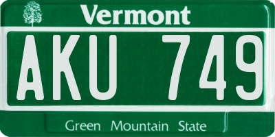VT license plate AKU749