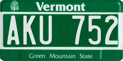 VT license plate AKU752