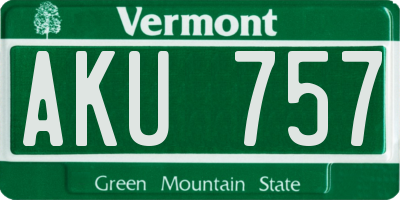 VT license plate AKU757