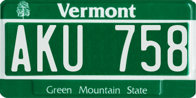 VT license plate AKU758