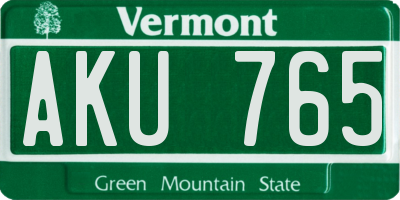 VT license plate AKU765