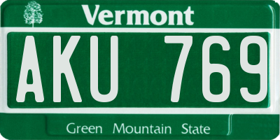 VT license plate AKU769