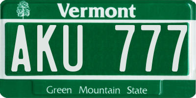 VT license plate AKU777