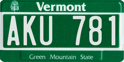 VT license plate AKU781