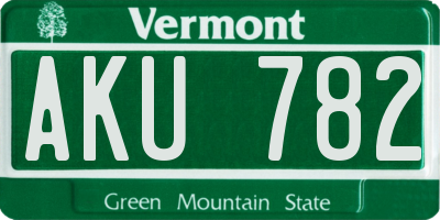 VT license plate AKU782