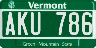 VT license plate AKU786