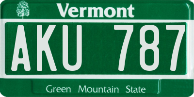 VT license plate AKU787