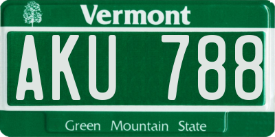VT license plate AKU788
